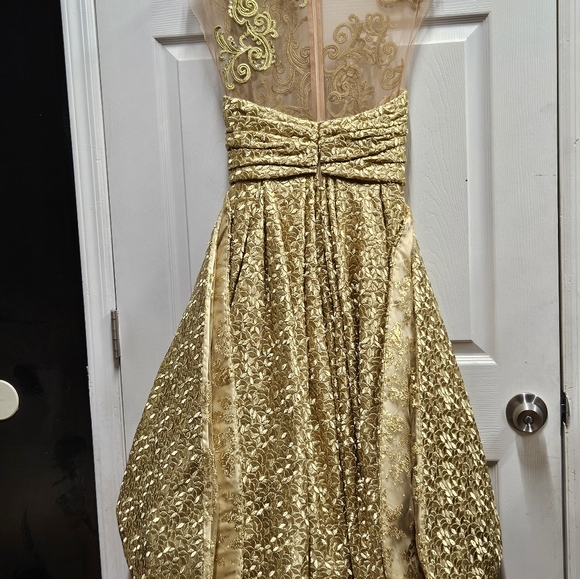 Rafael Cennamo Gold dress/gown sz4 - Picture 5 of 8